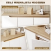 CREDENZA MODERNA A 3 ANTE CON 3 RIPIANI REGOLABILI E 5 GAMBE IN LEGNO, 107X35X76.5 CM, BIANCO E ROVERE