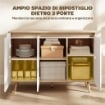 CREDENZA MODERNA A 3 ANTE CON 3 RIPIANI REGOLABILI E 5 GAMBE IN LEGNO, 107X35X76.5 CM, BIANCO E ROVERE