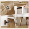 CREDENZA MODERNA A 3 ANTE CON 3 RIPIANI REGOLABILI E 5 GAMBE IN LEGNO, 107X35X76.5 CM, BIANCO E ROVERE