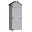 CASETTA IN LEGNO, 77X52.5X178CM, ARMADIO CON BANCO LAVORO RIBALTABILE