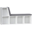 LIBRERIA MODERNA A 5 RIPIANI APERTI CON 2 CUSCINI, IN LEGNO, 108X30X60 CM, GRIGIO