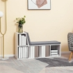 LIBRERIA MODERNA A 5 RIPIANI APERTI CON 2 CUSCINI, IN LEGNO, 108X30X60 CM, GRIGIO