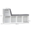 LIBRERIA MODERNA A 5 RIPIANI APERTI CON 2 CUSCINI, IN LEGNO, 108X30X60 CM, GRIGIO