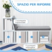 LIBRERIA MODERNA A 5 RIPIANI APERTI CON 2 CUSCINI, IN LEGNO, 108X30X60 CM, GRIGIO