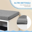 LIBRERIA MODERNA A 5 RIPIANI APERTI CON 2 CUSCINI, IN LEGNO, 108X30X60 CM, GRIGIO