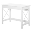 Scrivania porta PC dal Design Moderno e Minimal, in Legno e Acciaio, 105x50x76 cm, Bianco