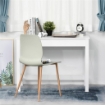 Scrivania porta PC dal Design Moderno e Minimal, in Legno e Acciaio, 105x50x76 cm, Bianco