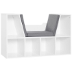 Mobile Libreria a 6 Sezioni 2 in 1 con Cuscini Morbidi, in Legno, Spugna e Poliestere, 102x30x61 cm, Bianco