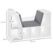 Mobile Libreria a 6 Sezioni 2 in 1 con Cuscini Morbidi, in Legno, Spugna e Poliestere, 102x30x61 cm, Bianco