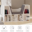 Mobile Libreria a 6 Sezioni 2 in 1 con Cuscini Morbidi, in Legno, Spugna e Poliestere, 102x30x61 cm, Bianco