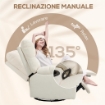 POLTRONA RECLINABILE 135¦ CON PORTABICCHIERI E POGGIAPIEDI, IN TESSUTO EFFETTO LINO, 88X96X108 CM, BEIGE