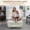 POLTRONA RECLINABILE 135¦ CON PORTABICCHIERI E POGGIAPIEDI, IN TESSUTO EFFETTO LINO, 88X96X108 CM, BEIGE