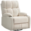 POLTRONA RECLINABILE 135¦ CON PORTABICCHIERI E POGGIAPIEDI, IN TESSUTO EFFETTO LINO, 88X96X108 CM, BEIGE