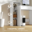 SCRIVANIA PC MODERNA CON 3 RIPIANI APERTI E CASSETTO, IN LEGNO BIANCO, 100X40X90 CM