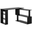 Scrivania Angolare con Piano Girevole a 360¦ e 5 Ripiani, 120x110x74.5 cm, Nero