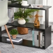 Scrivania Angolare con Piano Girevole a 360¦ e 5 Ripiani, 120x110x74.5 cm, Nero