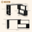 Scrivania Angolare con Piano Girevole a 360¦ e 5 Ripiani, 120x110x74.5 cm, Nero