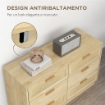 CASSETTIERA 6 CASSETTI STILE BOHO PER CAMERA E INGRESSO IN LEGNO E RATTAN, 110X40X69 CM, ROVERE