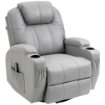 POLTRONA MASSAGGIANTE E RECLINABILE CON POGGIAPIEDI E TELECOMANDO, IN PELLE PU, 89X99X106 CM, GRIGIO