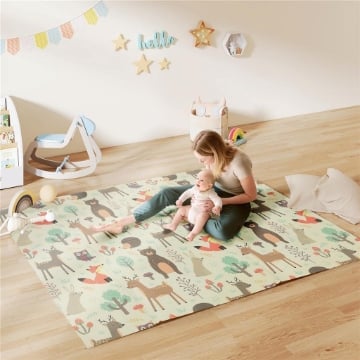 TAPPETO PER BAMBINI 0-6 ANNI A TEMA FORESTA CON SUPERFICIE IMPERMEABILE IN XPE MULTICOLORE, 196X176X1.5 CM