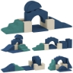 SET 7 BLOCCHI DI COSTRUZIONI MORBIDE PER BAMBINI FINO A 3 ANNI, RIVESTIMENTO IN VELLUTO, BLU