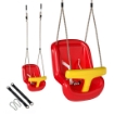 ALTALENA PER BAMBINI 9-36 MESI REGOLABILE CON CORDE E MOSCHETTONI, IN PE, 28X36X180 CM, ROSSA E GIALLA