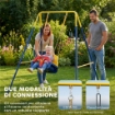 STRUTTURA PER ALTALENA DA GIARDINO CON 2 GANCI, IN ACCIAIO, 128X155X157 CM, GIALLO E BLU