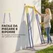 STRUTTURA PER ALTALENA DA GIARDINO CON 2 GANCI, IN ACCIAIO, 128X155X157 CM, GIALLO E BLU
