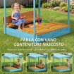 Sabbiera per Bambini 3-6 Anni con Tettuccio Dinosauri, Sedute Pieghevoli, Coperchio e Fodera Inclusa, Sabbionaia per Bambini in Legno di Abete, 134.5x127.5x130 cm, Blu