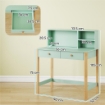Scrivania per Bambini 5-12 Ani con 3 Ripiani e 2 Cassetti, in Legno, 90x52x105 cm, Verde