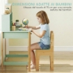 Scrivania per Bambini 5-12 Ani con 3 Ripiani e 2 Cassetti, in Legno, 90x52x105 cm, Verde