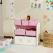 Scaffale Portagiochi Mobile Porta Giocattoli 3 Livelli 6 Cesti, Rosa