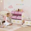 Scaffale Portagiochi Mobile Porta Giocattoli 3 Livelli 6 Cesti, Rosa