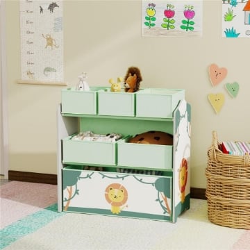 Scaffale Portagiochi Bambini Mobile Porta Giocattoli 3 Livelli, Verde
