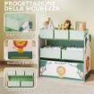 Scaffale Portagiochi Bambini Mobile Porta Giocattoli 3 Livelli, Verde