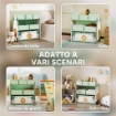 Scaffale Portagiochi Bambini Mobile Porta Giocattoli 3 Livelli, Verde
