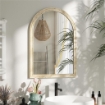 SPECCHIO DA PARETE AD ARCO CON BORDO SCANALATO E GANCI, IN VETRO E POLISTIRENE, 50X2X70 CM, BEIGE