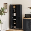 Mobile Dispensa da Cucina in Legno con 5 Ripiani Regolabili e 4 Ante, 60x30x170.5 cm, Nero