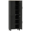 Mobile Dispensa da Cucina in Legno con 5 Ripiani Regolabili e 4 Ante, 60x30x170.5 cm, Nero