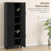 Mobile Dispensa da Cucina in Legno con 5 Ripiani Regolabili e 4 Ante, 60x30x170.5 cm, Nero