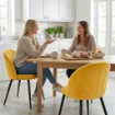 SET 2 SEDIE DA PRANZO IMBOTTITE CON SCHIENALE A CONCHIGLIA IN VELLUTO, 52X55X79 CM, GIALLO