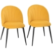 SET 2 SEDIE DA PRANZO IMBOTTITE CON SCHIENALE A CONCHIGLIA IN VELLUTO, 52X55X79 CM, GIALLO