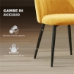 SET 2 SEDIE DA PRANZO IMBOTTITE CON SCHIENALE A CONCHIGLIA IN VELLUTO, 52X55X79 CM, GIALLO