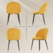 SET 2 SEDIE DA PRANZO IMBOTTITE CON SCHIENALE A CONCHIGLIA IN VELLUTO, 52X55X79 CM, GIALLO