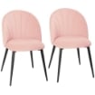 Set 2 Sedie da Pranzo Imbottite con Schienale a Conchiglia in Velluto, 52x55x79 cm, Rosa