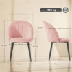 Set 2 Sedie da Pranzo Imbottite con Schienale a Conchiglia in Velluto, 52x55x79 cm, Rosa