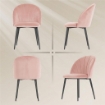 Set 2 Sedie da Pranzo Imbottite con Schienale a Conchiglia in Velluto, 52x55x79 cm, Rosa
