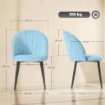 SET 2 SEDIE DA PRANZO IMBOTTITE CON SCHIENALE A CONCHIGLIA IN VELLUTO, 52X55X79 CM, AZZURRO