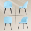 SET 2 SEDIE DA PRANZO IMBOTTITE CON SCHIENALE A CONCHIGLIA IN VELLUTO, 52X55X79 CM, AZZURRO