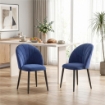 SET 2 SEDIE DA PRANZO IMBOTTITE CON SCHIENALE A CONCHIGLIA IN VELLUTO, 52X55X79 CM, BLU
